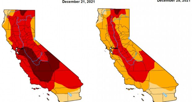 Map of drought in California