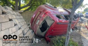 overturned car
