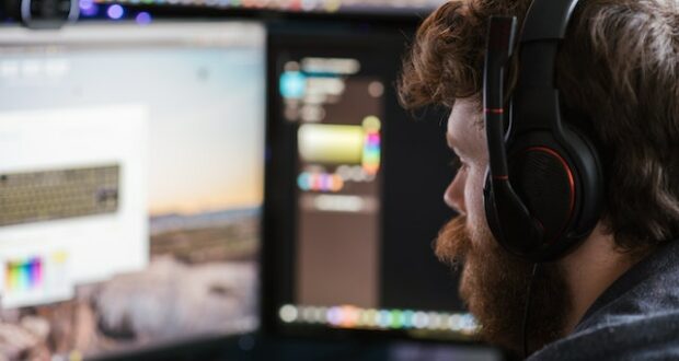 Man wearing headphones