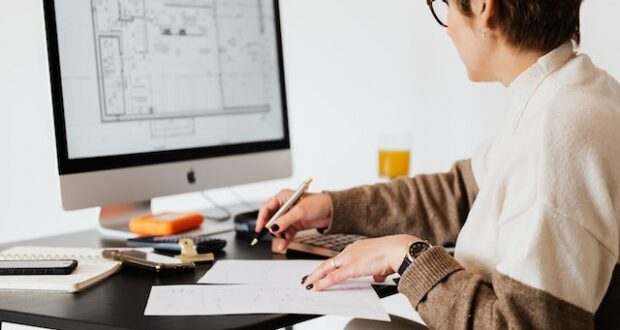 Working on computer