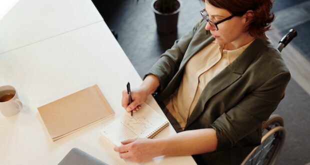 Writing at desk