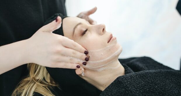 Woman getting facial
