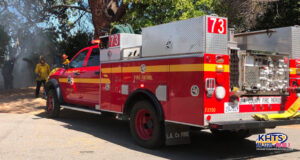 A solo vehicle crash in Newhall sparked a small brush fire August 2, 2020