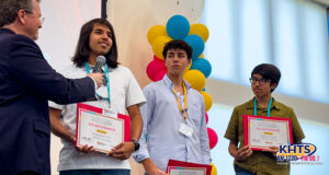 Students accepting an award