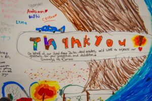 Close up of the written thank you