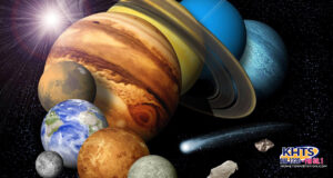 This is an artist conception of a solar-system montage of the eight planets, a comet and an asteroid.