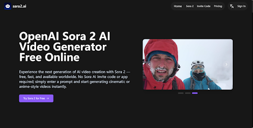 Try Free Sora 2 AI Video Generator On Sara2.ai — No Invite Code Or