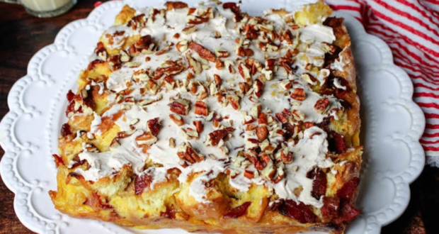 Doughnut And Bacon Eggnog Bread Pudding Recipe 120325