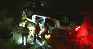 Driver Trapped After Pickup Goes Off Bridge